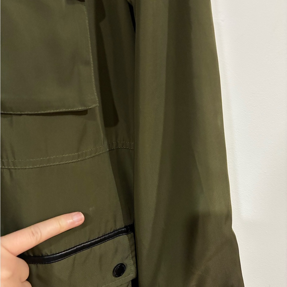 [M] AVEC LES FILLES Jacket Utility Olive Green Faux Leather Trim Anthropologie - Picture 8 of 8